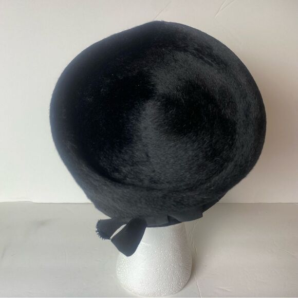Vintage Christine Original Brigitte Body Made in Italy Black Pillbox Style Hat - Picture 4 of 16